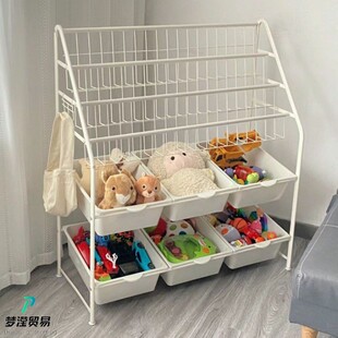 Children's Bookshelf Picture Book Rack Toy Storage Rack Integrated Simple Floor-Standing Removable Baby Storage Rack Iron Bookcase