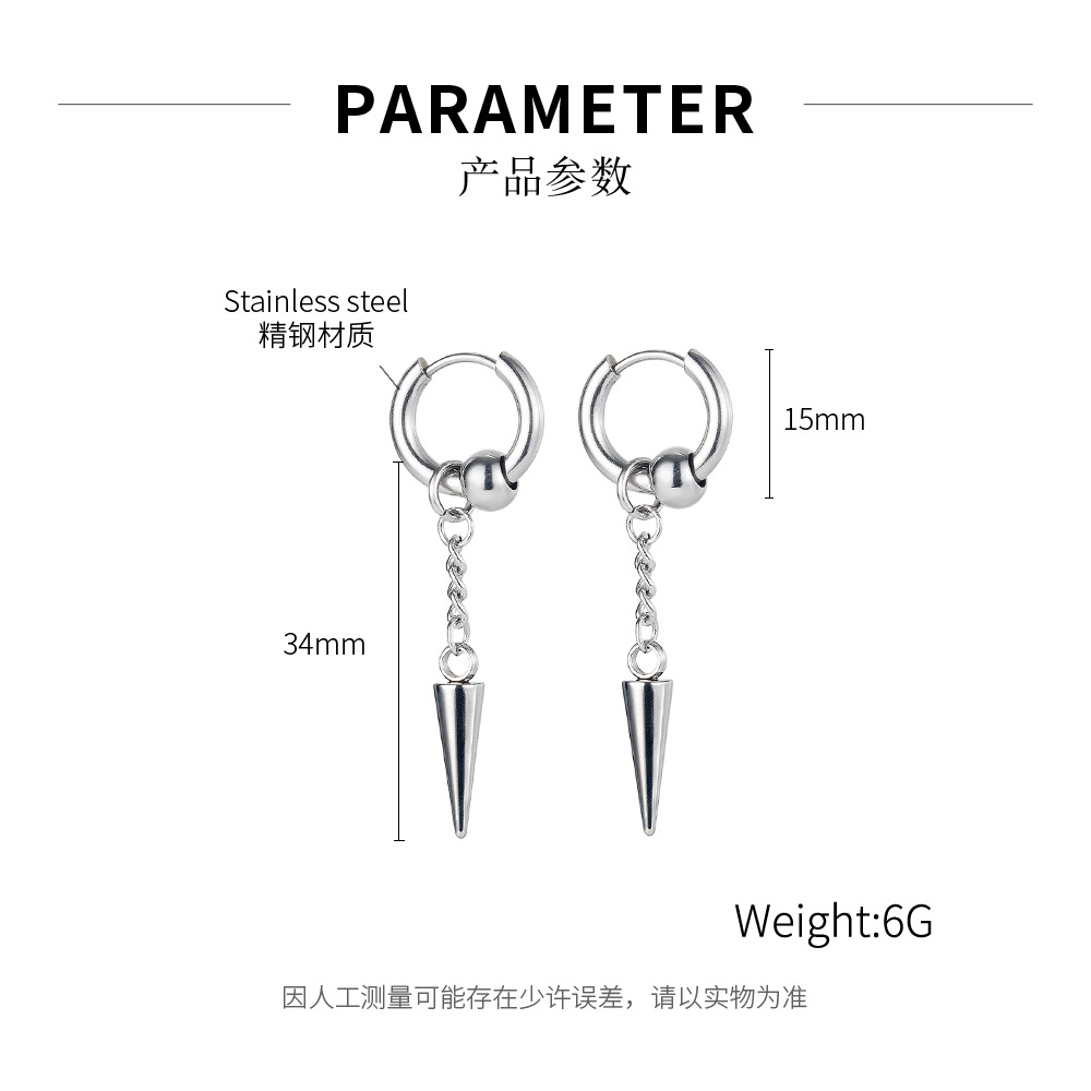 Simple Chain Awl Stainless Steel Earrings display picture 1
