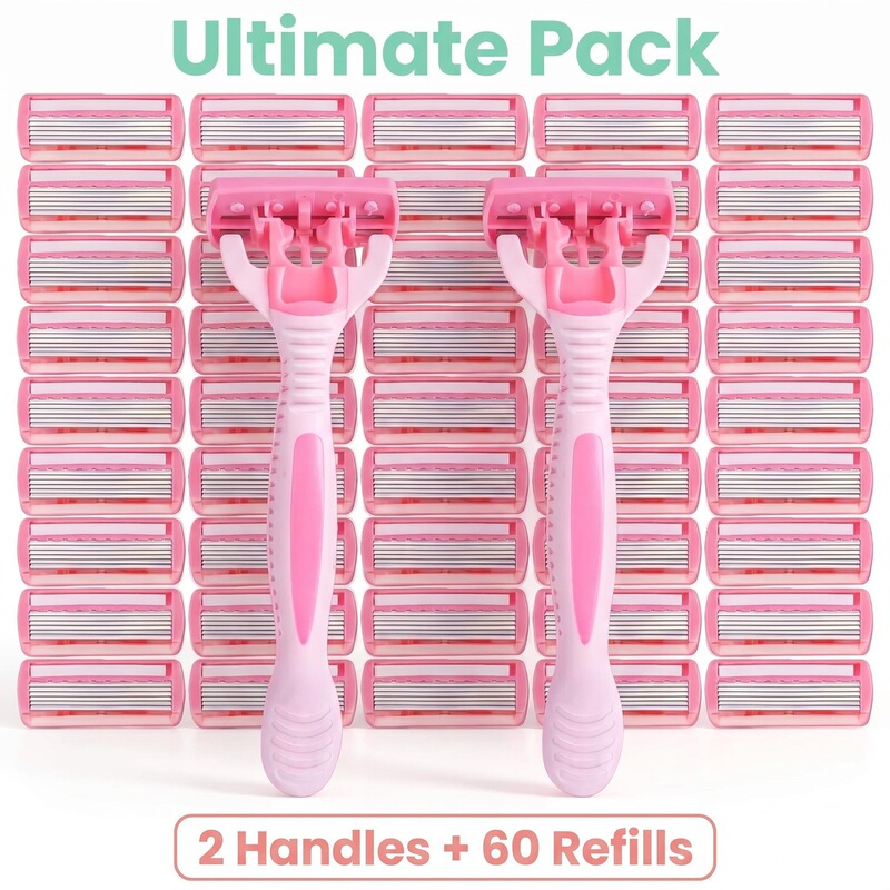 Cross-border dropshipping women's 6-layer manual razor, hair removal razor, portable shaver, razor set with labeling