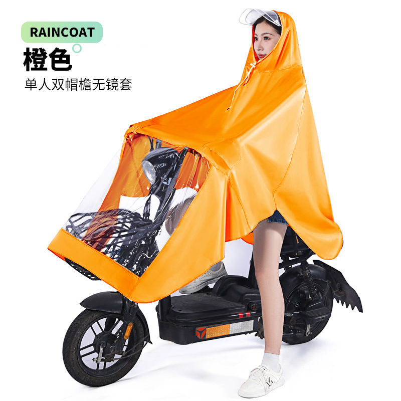 Electric Vehicle Raincoat Full Body Rainproof Thickened and Enlarged Double Long Battery Motorcycle Riding Poncho Wholesale