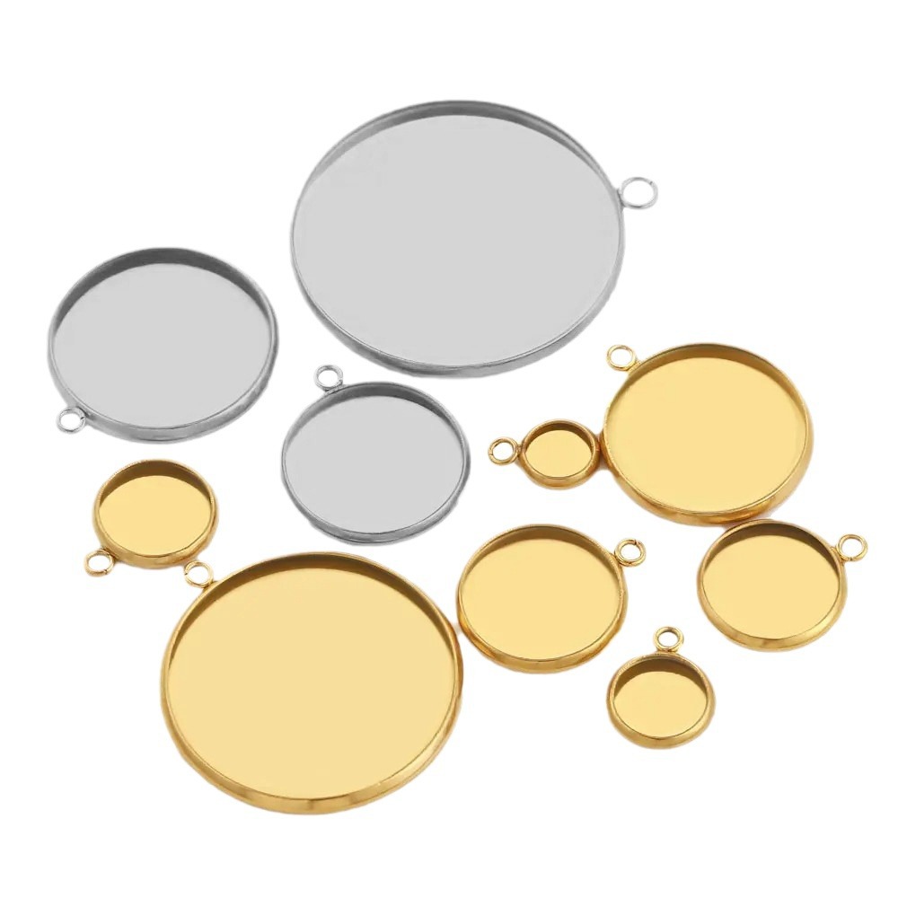 Tiempo Gema base de acero inoxidable base redonda colgante de soldadura solo anillo interior 6-30mm DIY accesorios de la joyería