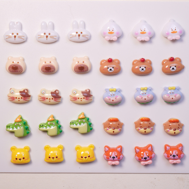 New Animal Model Dinosaur Bear Fox Japanese Cartoon Nail Art Accessories Resin Small Parts DIY Decoration Accessories