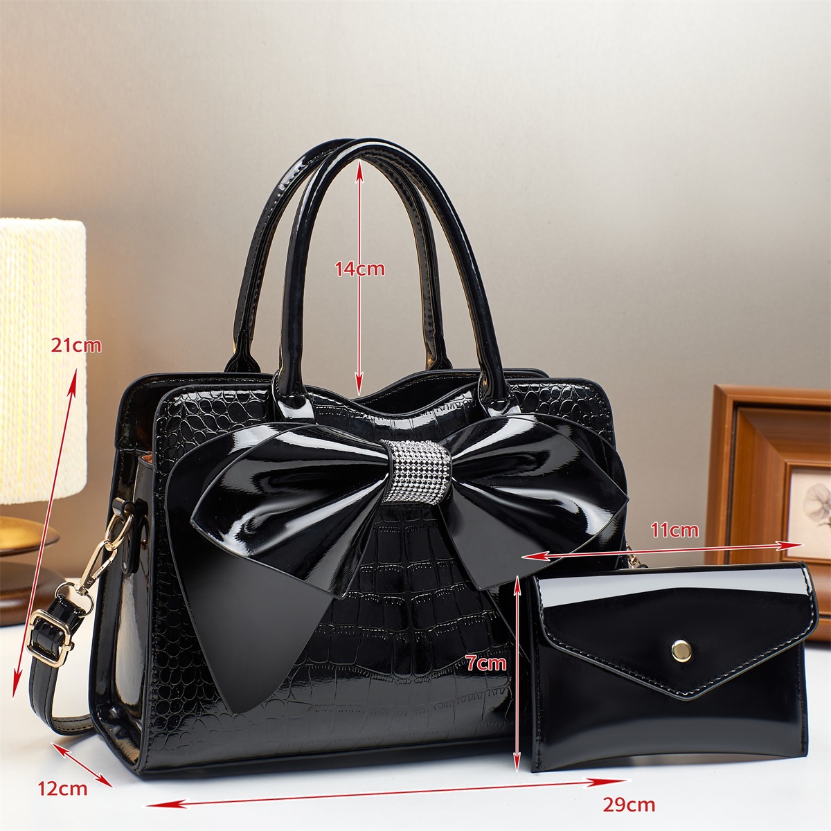 Bolso de dos piezas con lazo y madre 2025 nuevo estilo temperamento textura bolso casual para mujer bolso transfronterizo