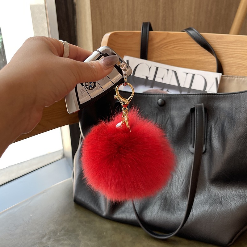フォックスファーボールバッグペンダント、クリエイティブなぬいぐるみファーインアクセサリー、車のキーホルダーペンダント、インスタイルペンダント