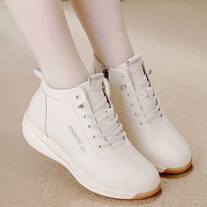 Otoño nuevo versátil in Otoño zapatos de alta altura zapatos de comercio exterior zapatos de plantilla de mujer zapatos blancos pequeños