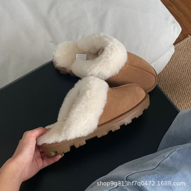 Cross-Border E-Commerce Henan Sangpo Snow Boots Thin-Soled Star Slippers Women's Closed-Toe Slippers Wool Slippers Ug Slippers