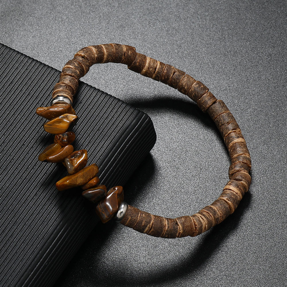 20g Weight Bracelets Classification 1 Piece Quantity Casual, Daily, Party Occasion natural stone Material Geometric, Color Block Pattern Unisex Gender Beaded Design Retro Style Retro Geometric Color Block Natural Stone Bracelets In Bulk 3
