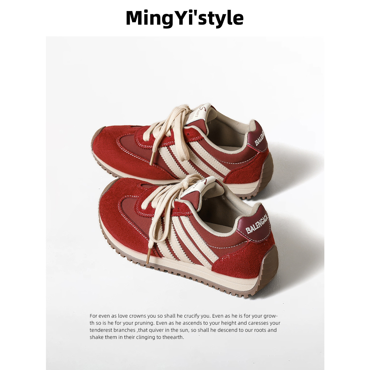 Genuine Leather~Retro Red Moral Training Shoes for Women 2025 New Versatile Thick-Soled Casual Sports Shoes Super Popular Forrest Gump Sneakers