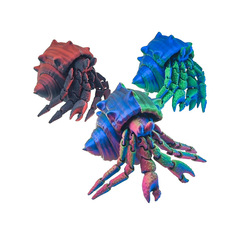 3D Printed Toy Hermit Crab Underwater Creature Eco-Friendly PLA Multi-Color Articulated and Stretchable