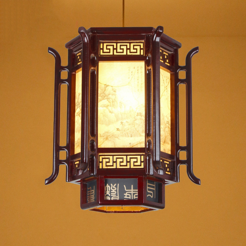 Chino antiguo lámpara linterna de madera maciza clásica Palacio aleros corredor balcón Casa Té restaurante lámparas decorativas al aire libre