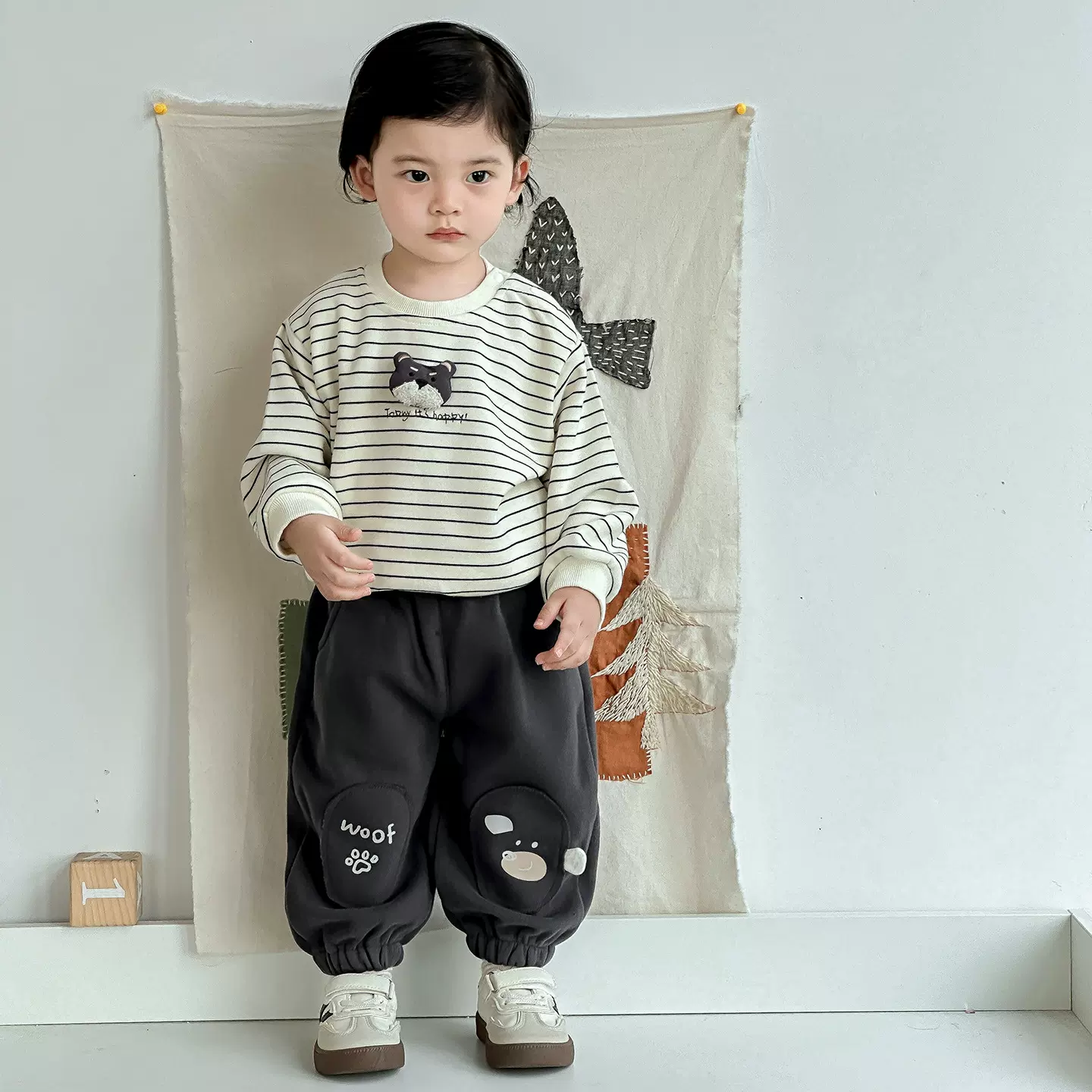 点兮2025秋季新款婴幼儿针织套装男宝宝韩版卫衣休闲卫裤两件套潮