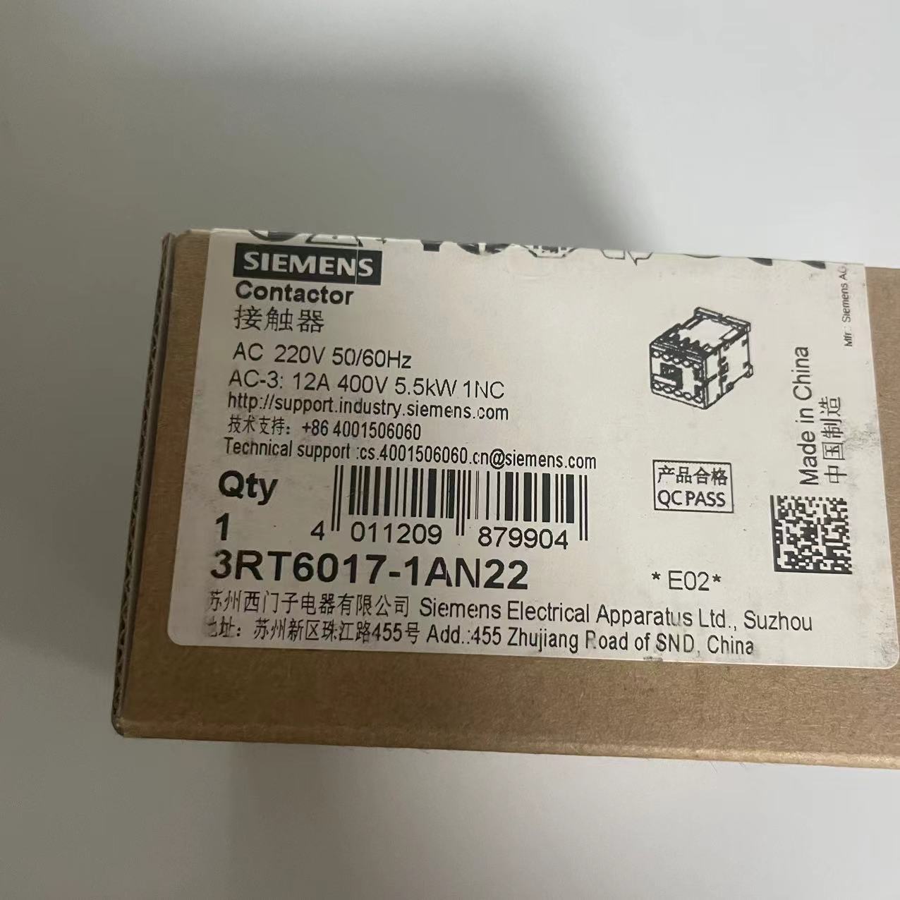 现货供应原装西门子接触器3RT6017-1AN22规格 S00 螺丝端子