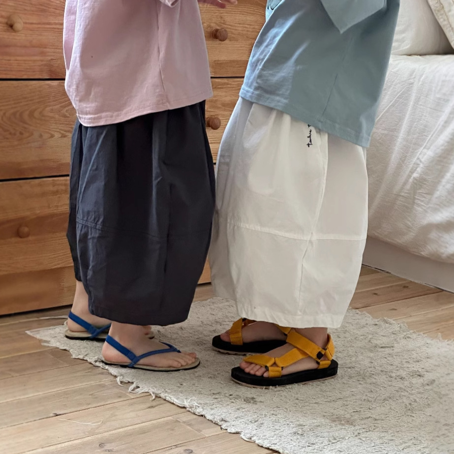 Summer Children's Loose Japanese Casual Pants for Boys and Girls Thin Letter Embroidered Carrot Pants All-match Capri Pants