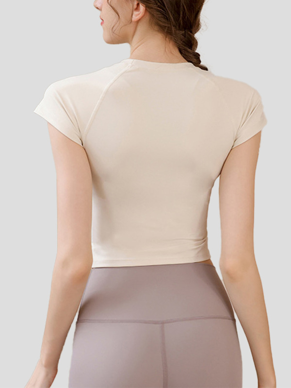 プラティのヨガの上着のフィットネスの服の女性の新型の専門の通気性の速乾のランニングのtシャツの半袖の運動のタイツ|undefined