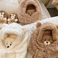 Маска медведя Цельная шапка Медвежья шапка из трех частей Маска из меха кролика Ветрозащитная шапка Плюшевый шарф Шапка