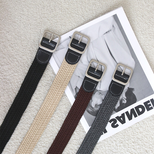 Woven belt for women ins style student elastic elastic belt trend fashion versatile men's canvas military training belt