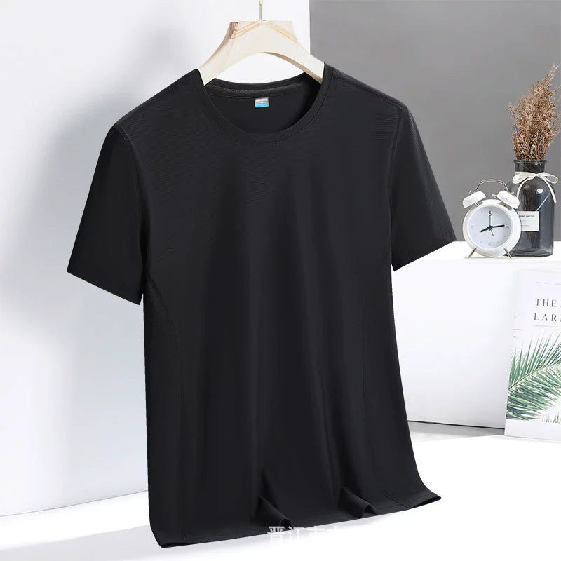 Summer thin quick dry silk breathable short elastic short sleeve T-shirt, loose fit