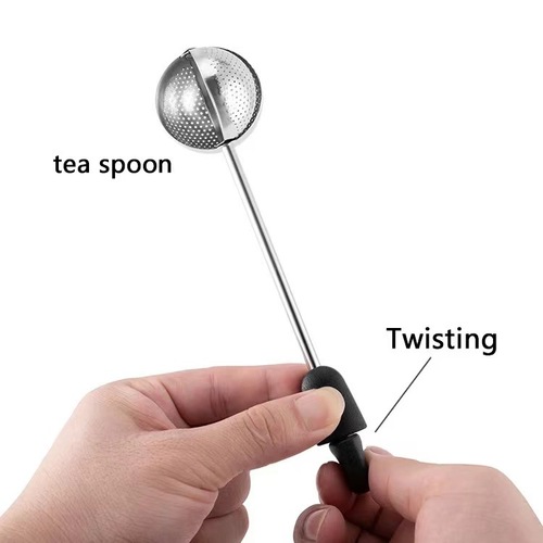 Outdoor Portable 304 Stainless Steel Rotating Tea Infuser Tea Ball Tea Separator Round Ball Tea Strainer Wholesale