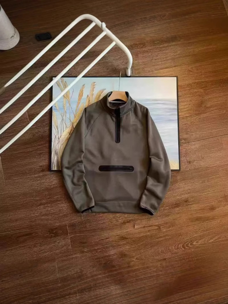 Men's Multi-colour Half-zip Pullover Sweatshirt With Stand Collar_voghion.com
