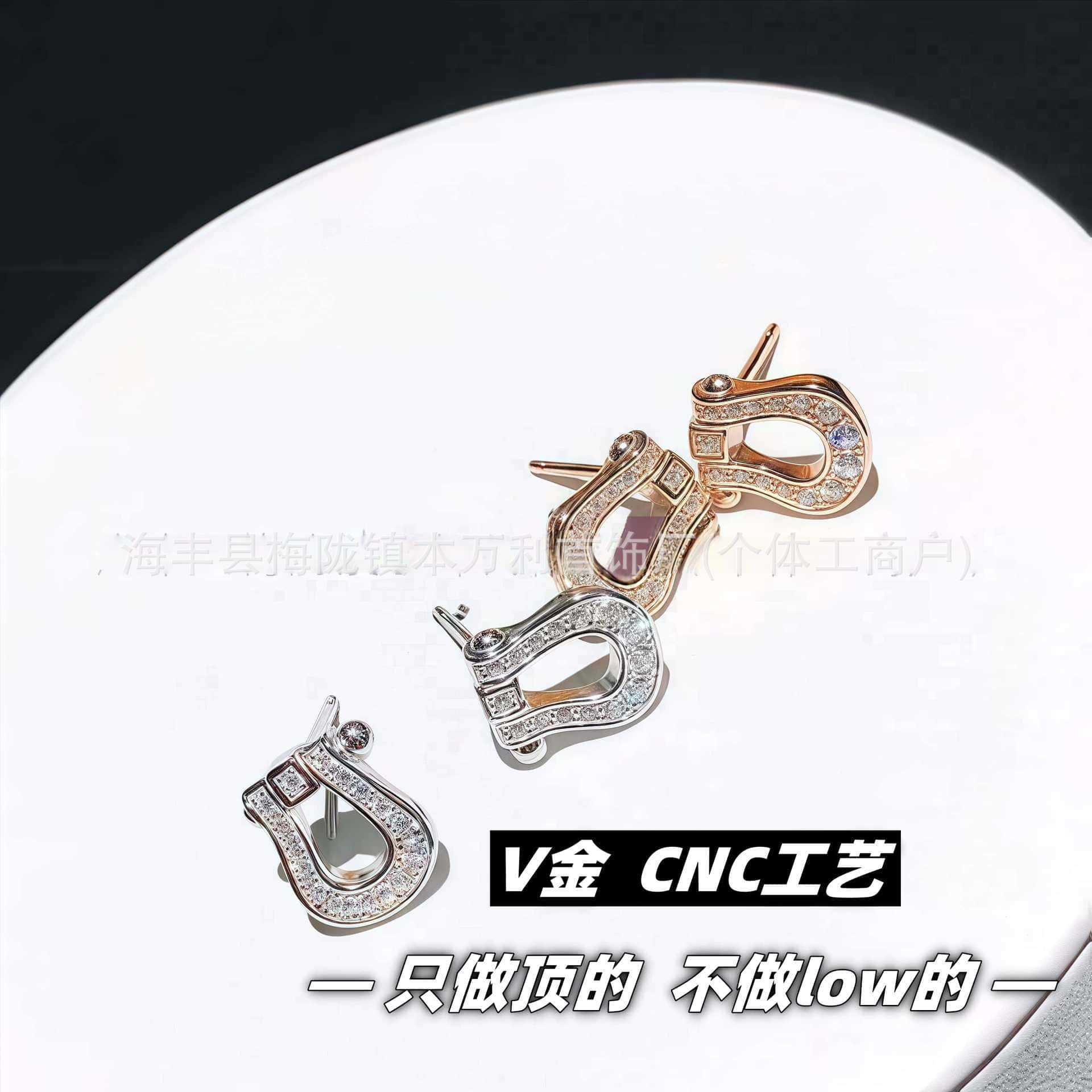 V Gold High Version Fujia Full Diamond Earrings New Horseshoe Full Diamond U-Shaped High-End Baby's Breath Earrings Factory Direct Sale