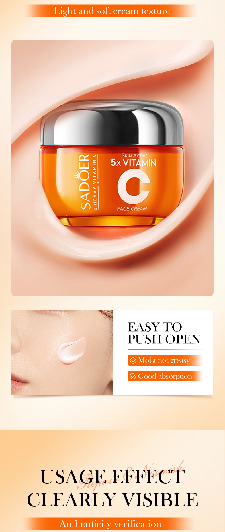 SADOER Fünf-Schichten-Vitamin-C-Reparatur-Essenzserien-Essenzen-Gesichtsfeuchtigkeitscreme für grenzüberschreitenden Außenhandel und Großhandel