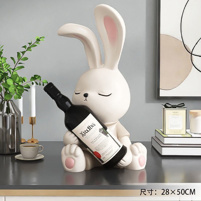 [강화 업그레이드 버전] 와인랙 토끼 장식품 - 그레이