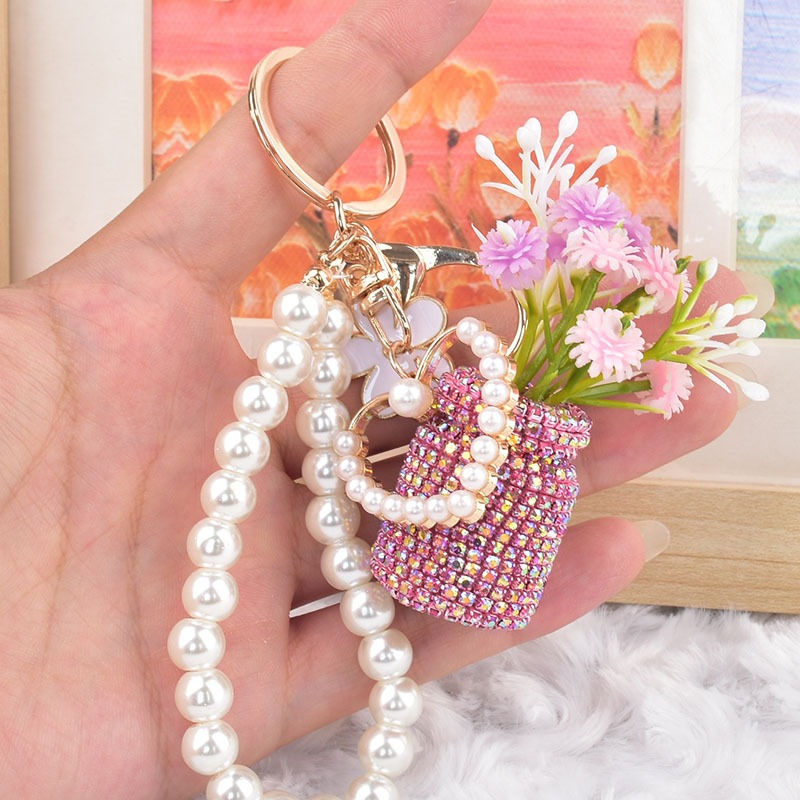 水钻精品钥匙扣花瓶花篮花朵创意挂件钥匙链包包挂件小礼品|undefined