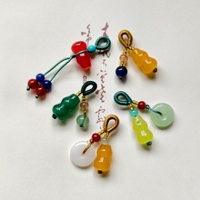天然玛瑙玉石散珠琉璃玉葫芦小提溜手工编织DIY手链饰品挂件配饰