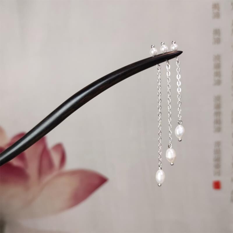 A29 진주 커튼 머리핀 [자연흑단]