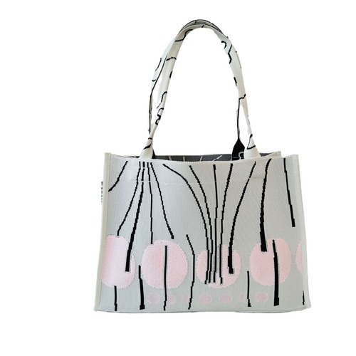 New round dot line knitted single shoulder handbag tote bag Korean style casual versatile large capacity commuting street bag