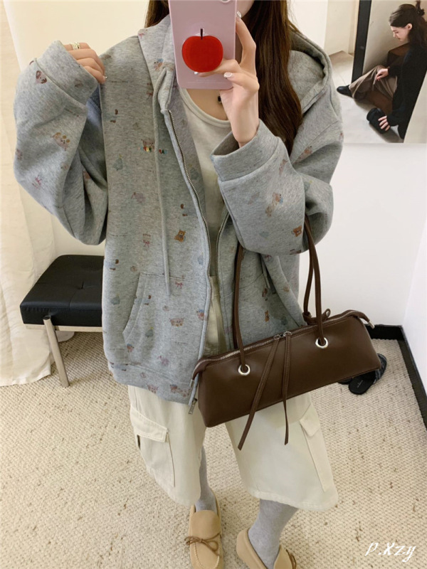 016慵懒风圆领卫衣女秋季新款薄款宽松韩版oversize女式上衣bf外|undefined