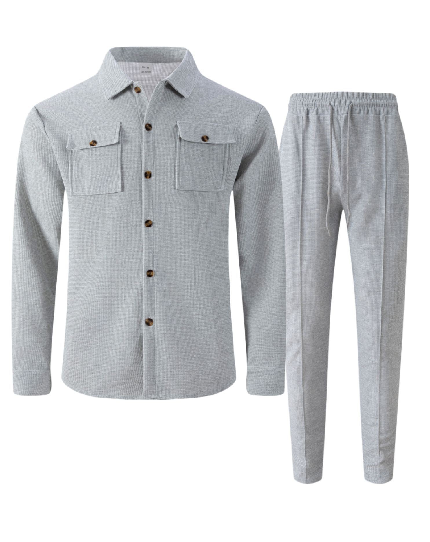 Completo uomo casual con giacca e pantaloni in waffle_voghion.com
