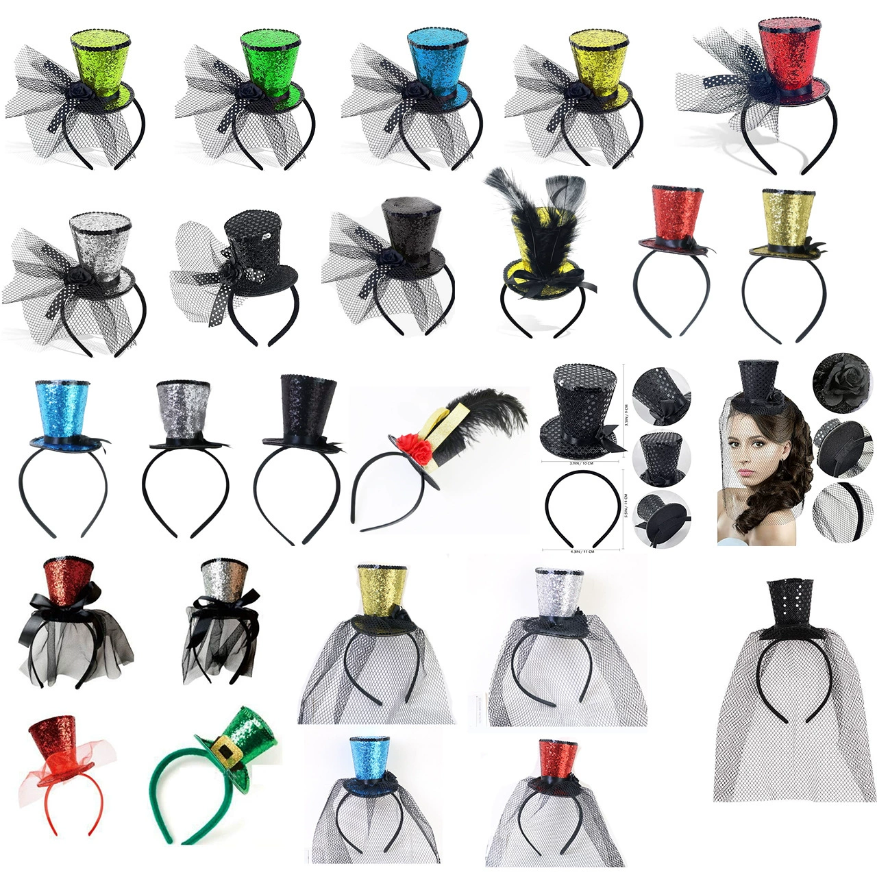 2025 Карнавальный декор: Блестящая шляпа-ободок для фестивалей, вечеринок, косплея, ободок для волос для детей и взрослых, кросс-граничная доставка