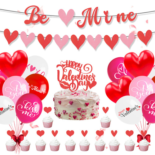 Valentine's Day Proposal Wedding Party Decoration Happy Valentine's Day Banner and Flower Wholesale Customization