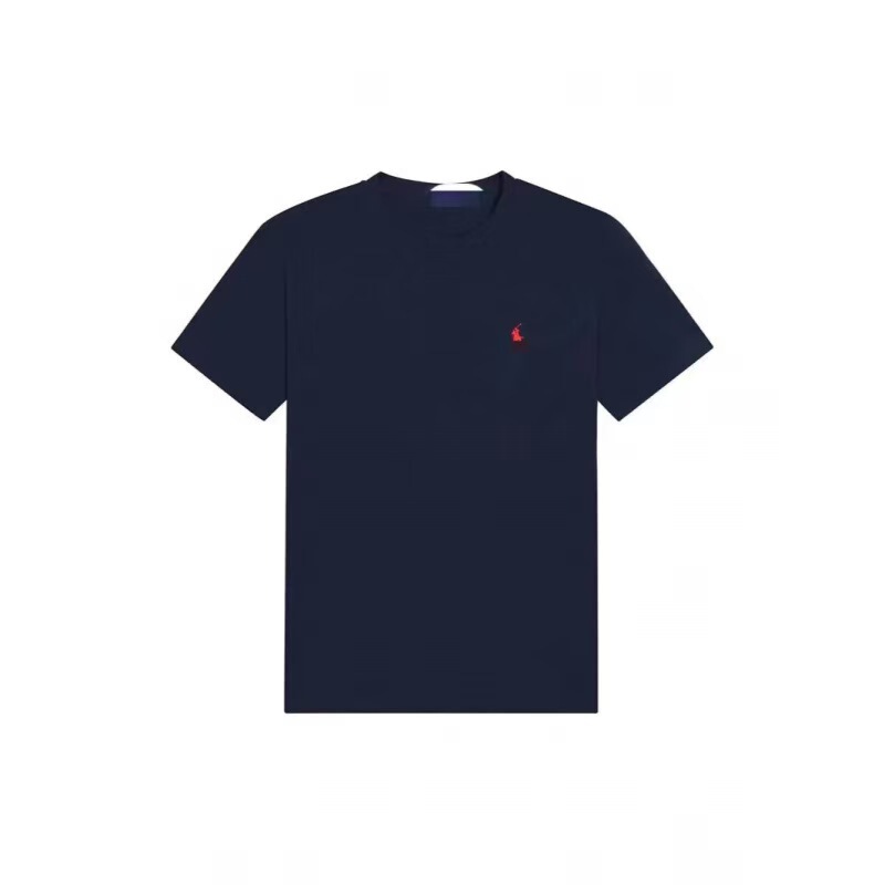 2026 Cross-Border Foreign Trade In-Stock Embroidered Rl Ralph Lauren Logo Unisex Crew Neck Pure Cotton Short-Sleeve T-Shirt Versatile Casual