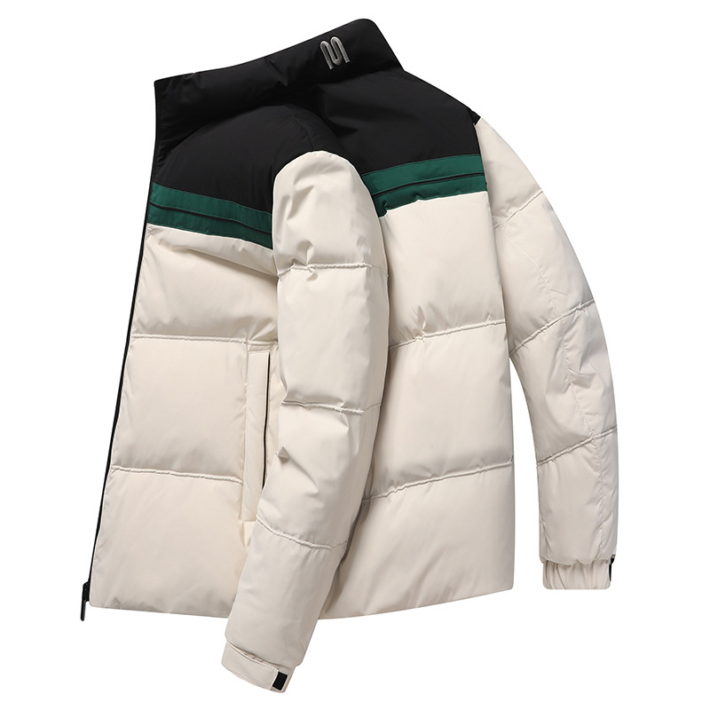 Piumino da uomo patchwork moda a righe giacca addensata autunno e inverno nuova giacca da pane tinta unita abbigliamento sportivo_voghion.com