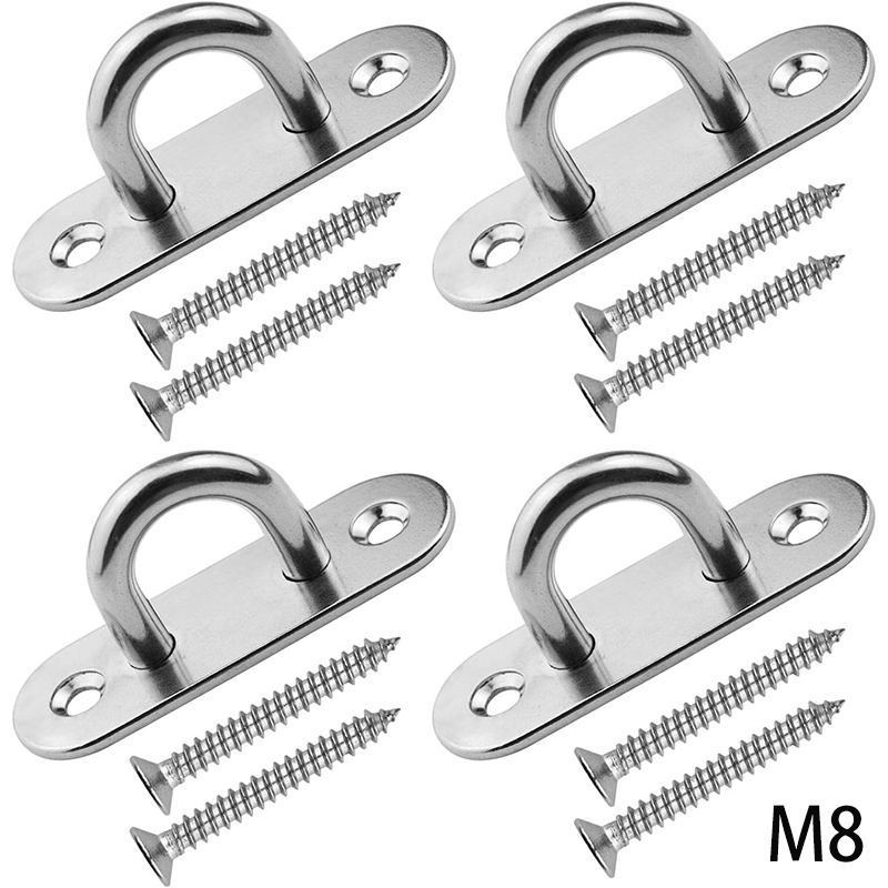 Manufacturer's 304 Stainless Steel Heavy-Duty Hook, Ceiling Hook, Eye Plate Marine Hardware Hook with Screws