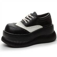 2024秋冬新款厚底松糕增高8厘米布洛克小众暗黑日系单鞋一件代发