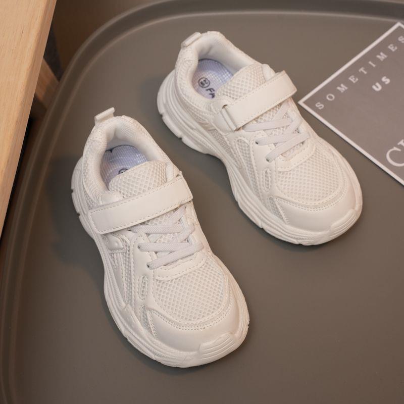 Children's thin breathable white sneakers