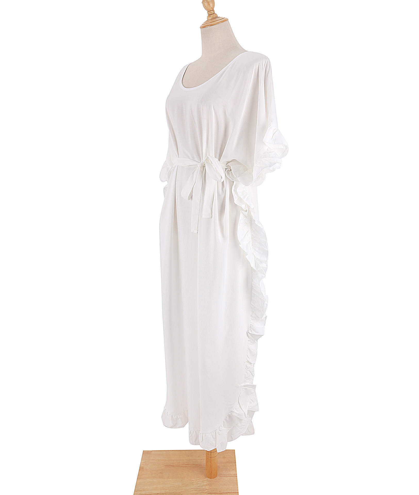 Loose Robe Seaside Vacation Cover Up Bohemian White Beach Dress in Bohemian White Beach Dress