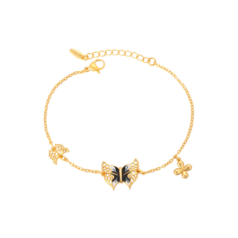 Xuping aleación de cobre esmalte de 24k pulsera mariposa goteo de aceite mujer Europa y América cruzada lujo nicho diseño joyería