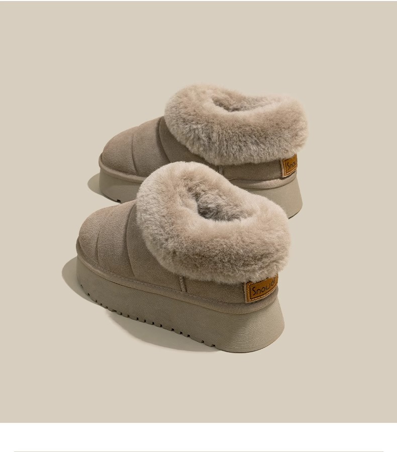Hot style furry brood sneeuwlaarzen voor vrouwen 2024 winter nieuwe dikke zool verhogende bont mond plus fluweel verdikte casual katoenen schoenen_voghion.com