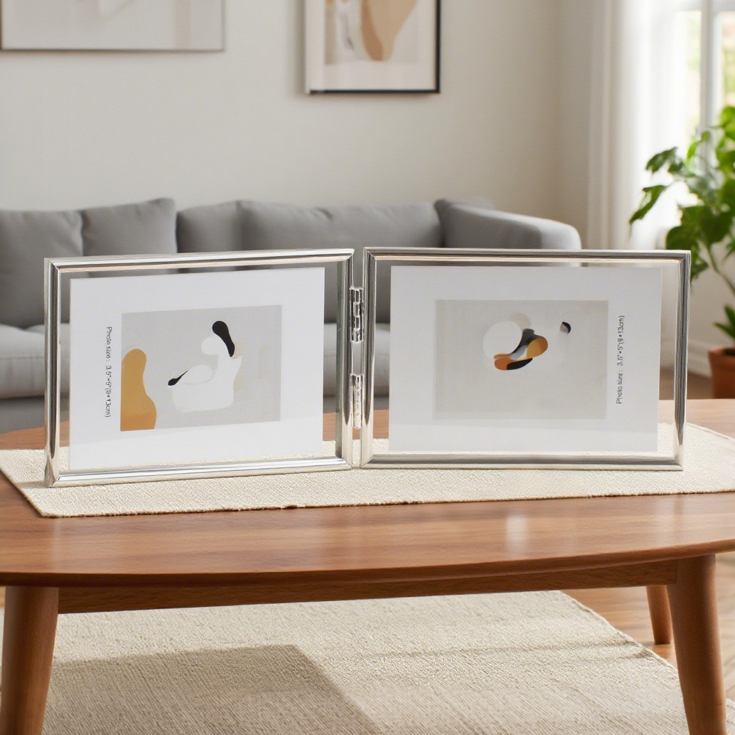 Scandinavian Ins Foldableing Double Metal Transparent Photo Frame Plant Specimen Table Gold and Silver 6 Inches 7 Inches 8inch 12inch A4