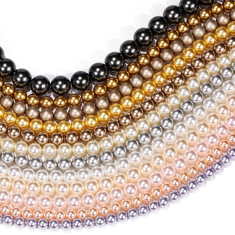 仿施家珍珠马贝珠散批天然海水直孔批发配饰水晶琉璃串珠玻璃散珠