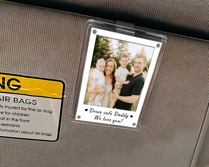 Etsy New Product Dad Car Sun Visor Clip Photo Holder Personalized Custom Universal Magnetic Acrylic