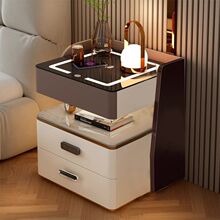 智能床头柜家用多功能卧室简约现代轻奢充电实木高级收纳床边柜
