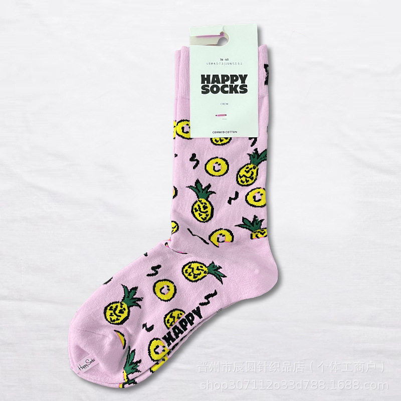 happysocks suecos calcetines de moda damas in-mode versátil animación calcetines de algodón de cintura alta al por mayor