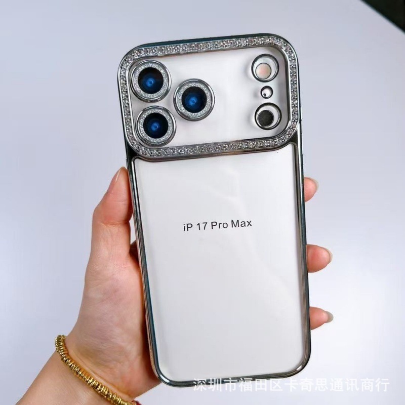 iPhone17PROMAX 携帯電話ケース ラインストーン レンズフィルム Apple 16 電気メッキ エッジ ソフトシェル 透明 落下防止 15 に適しています。|undefined