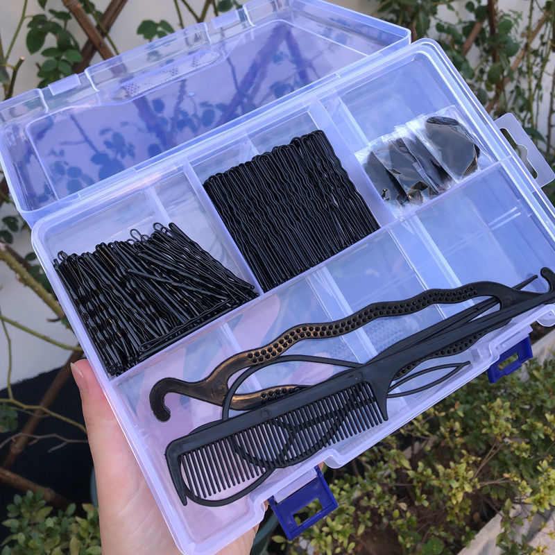 Makeup Artist Storage Box Hair Net U-Shaped Clip Hairpin Set Storage Combination Double-Layer Large Transparent Plastic