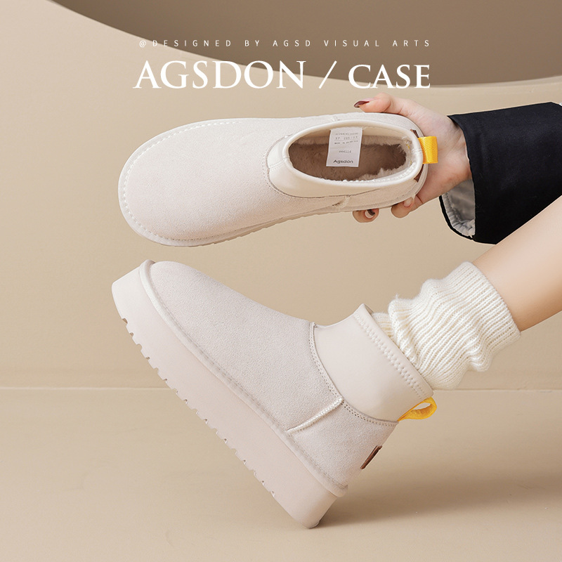 Botas de nieve para mujeres 2025 nuevas botas cortas de invierno de terciopelo gruesas, zapatos casuales de algodón de suela alta